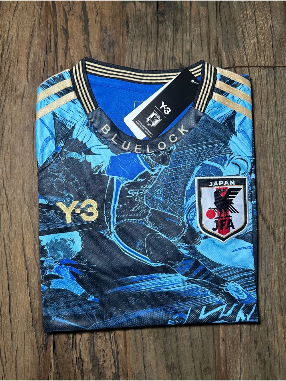 Y-3 Blue and Black Japan JFA Graphic Men's Shirt